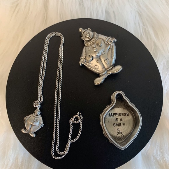 Silver Pewter Clown Jewelry Set - Picture 1 of 8